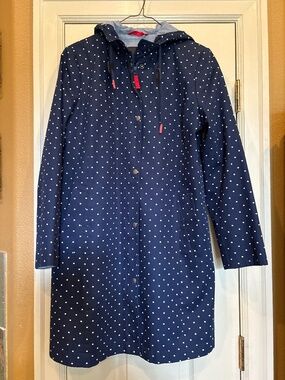 Talbots Navy and White Polka Dot Coat Size 8 Worn Once or Twice